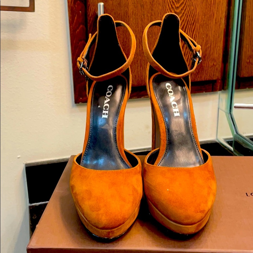 Coach suade brown heels